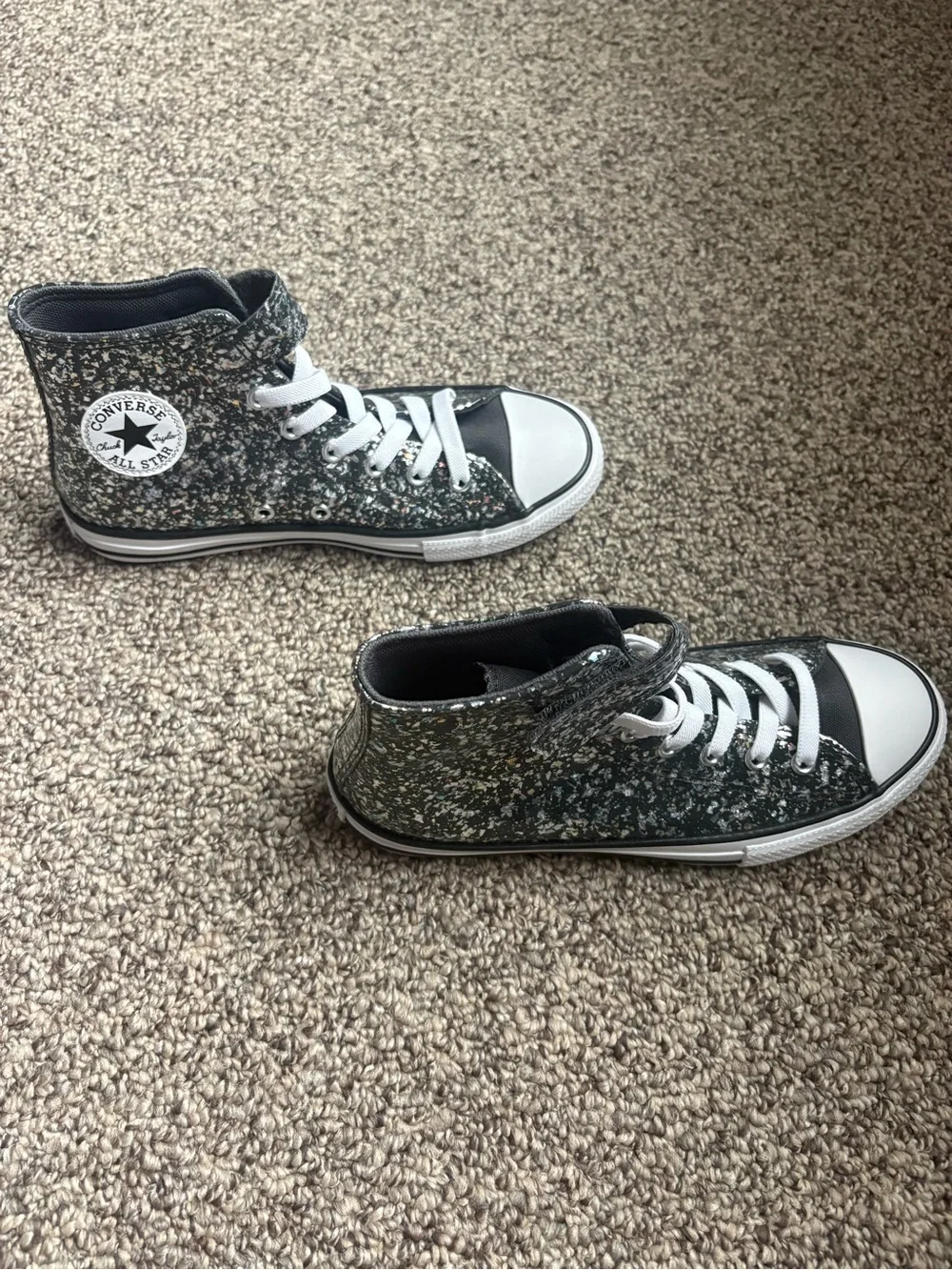 Converse nwt size 3 dark matter/white/black high top